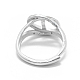 Adjustable Rhodium Plated 925 Sterling Silver Finger Ring Components STER-L055-022P-3