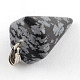 Natural Snowflake Obsidian Stone Pendants with Platinum Plated Iron Findings G-R278-71-2
