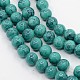 Round Medium Turquoise Color Spray Painted Glass Beads Strands X-DGLA-R004-8mm-2-1