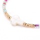 Croix avec des bracelets de perles de mauvais œil BJEW-JB06289-01-4