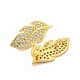 Rack Plating Brass Pave Clear Cubic Zirconia Twister Clasps KK-P243-04G-2