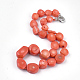 Sea Bamboo Coral(Imitation Coral) Beaded Necklaces NJEW-S414-33-1