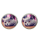 Orecchini a bottone in vetro con foto di gattini EJEW-O088-49-1