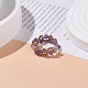 Natural Amethyst & Glass Seed Braided Bead Finger Ring RJEW-JR00465-04-2