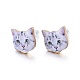 Boucles d'oreilles chaton en alliage plaqué or véritable 14k EJEW-G148-01G-04-1