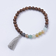 Natural & Synthetic Mixed Stone & Wood Stretch Bracelets BJEW-JB03480-3