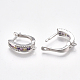 Brass Micro Pave Cubic Zirconia Hoop Earring Findings with Latch Back Closure EJEW-S201-105-3
