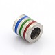 Nice Big Hole 304 Stainless Steel Enamel Column with Multi-Color Line Beads STAS-O041-01A-2