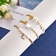 3 pièces 3 styles 304 bracelets à breloques en acier inoxydable BJEW-SZ0001-37-5