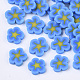 Handmade Polymer Clay Cabochons, Flower, Deep Sky Blue, 7.5~10x1~2mm