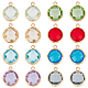 SUPERFINDINGS 16Pcs 8 Colors Brass Glass Charms KK-FH0003-35-1
