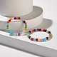 Ensemble de bracelets extensibles en perles de verre rondes de couleur bonbon pour enfants et parents BJEW-JB07176-4