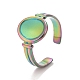 Ion Plating(IP) Rainbow Color 304 Stainless Steel Oval Watch Shape Open Cuff Ring for Women RJEW-C025-04M-1