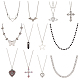 Anattasoul 13 pièces 13 style croix & crâne & coeur & papillon strass pendentif colliers ensemble NJEW-AN0001-39-1