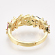 調節可能な真鍮製マイクロパヴェジルコニア製指輪  ゴールドカラー  usサイズ7 1/4(17.5mm) RJEW-S044-004-3