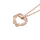 Shegrace coeur à coeur en laiton amour éternel carat strass pendentif collier JN09A-2