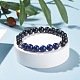 Stretch-Armband aus natürlichem Lapislazuli (gefärbt) und Tigerauge mit runden Perlen für Frauen und Mädchen BJEW-JB07261-05-2