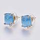 Faceted Glass Stud Earring Findings GLAA-F084-C06-1