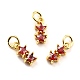 Brass Cubic Zirconia Charms KK-A156-14G-RS-2
