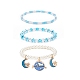 Set di braccialetti elasticizzati con perline di perle di conchiglia stile 3 pz 3 e semi di vetro BJEW-JB08705-01-1