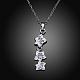 Silver Plated Brass Cubic Zirconia Flower Pendant Necklaces NJEW-BB05144-B-2