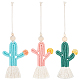 CHGCRAFT 3Pcs 3 Colors Cactus Car Ornament Cotton Handmade Wall Hanging Diffuser Rear View Mirror Charm with Wooden Beads Colorful Hanging Pendant for Bedroom Nursery Room Cars AJEW-CA0001-86-1