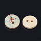 2-Hole Wooden Printed Buttons WOOD-S040-50-2