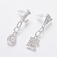 Valentine's Day Theme Brass Micro Pave Clear Cubic Zirconia Dangle Stud Earrings EJEW-F242-01-P-1