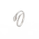 304 Stainless Steel Snake Open Cuff Ring for Women RJEW-S405-179P-3