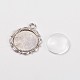 Flower Alloy Pendant Cabochon Settings and Half Round/Dome Clear Glass Cabochons DIY-X0221-AS-FF-3