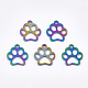 イオンプレーティング（ip）201ステンレスペットチャーム  犬の足跡  虹色  13x12x1mm  穴：1.5mm. STAS-Q201-JN210-01-1
