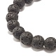 Bracelet extensible en pierre de lave naturelle avec perles rondes et howlite BJEW-JB07581-02-5