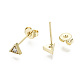 Brass Micro Pave Clear Cubic Zirconia Stud Earrings EJEW-T046-33G-NF-3
