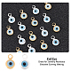SUPERFINDINGS 80Pcs 2 Colors Brass Evil Eye Charms Lucky Eye Enamel Charms Flat Round Turkey Evil Eye Connectors Beads for Bracelets Necklaces Earrings Jewelry Making Hole: 1.4mm KK-FH0003-97-4