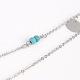 Металл латунь перо и бирюзовый бисер три многоуровневые ожерелья NJEW-N0052-012B-5