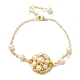 Bracelets à maillons de perles naturelles à fleurs BJEW-C051-28G-1
