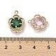 Brass Pave Glass Connector Charms GLAA-G111-07G-3
