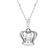 TINYSAND 925 Sterling Silver Crown Pendant Necklace TS-N312-SS-1