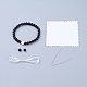 Эластичные браслеты из натурального черного агата (окрашенного) в стиле фэн-шуй BJEW-JB05021-03-3