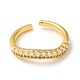 Rack Plating Brass Micro Pave Clear Cubic Zirconia Open Cuff Rings for Women RJEW-M162-34G-2
