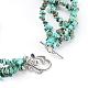 Chip Synthetic Turquoise Beaded Multi-Strand Necklaces NJEW-JN01576-01-3