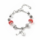Alloy Heart Padlock and Skeleton Key Charm European Bracelet with Snake Chains BJEW-JB08043-5