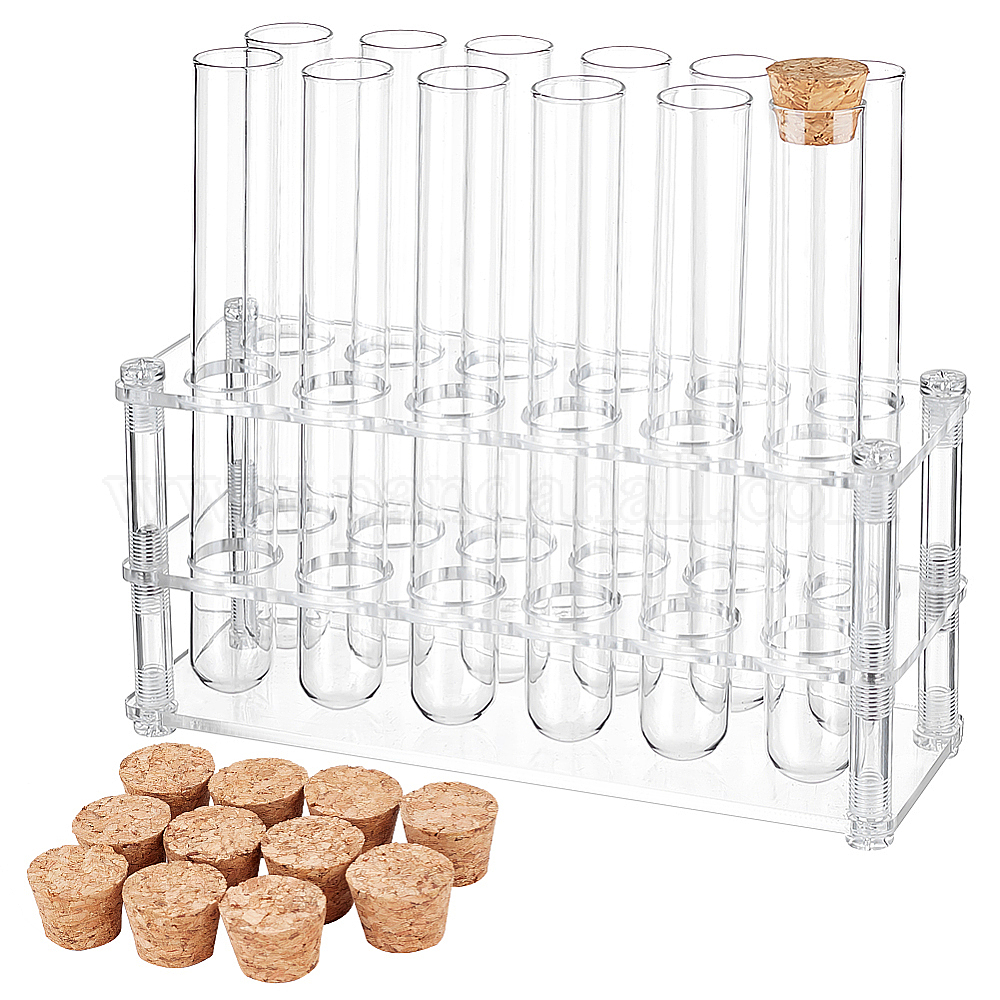 Wholesale OLYCRAFT 12 Pcs Glass Test Tubes with Rack Glass Test Tubes