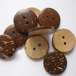 Handwerk-Tasten mit 2-Loch in der runden Form, Kokos-Taste, Burlywood20mm im Durchmesser Loch: 2mm
