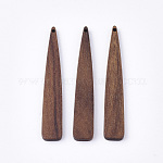 Большие подвески из неокрашенного ореха, слеза, седло коричневый, 54x9x3 мм, отверстие : 1.2 мм