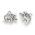 Tibetan Style Alloy Charms, Elephant, Cadmium Free & Lead Free, Antique Silver, 12x14x3mm, Hole: 1.5mm, about 1140pcs/1000g