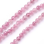 Natürlichen Turmalin Perlen Stränge, facettiert, Runde, neon rosa , 3 mm, Bohrung: 0.5 mm, ca. 115~130 Stk. / Strang, 14.5~16.1 Zoll (37~41 cm)