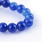 Chapelets de perles de pierres en jade jaune teinte, ronde, bleu minuit, 10mm, Trou: 1mm, Environ 40 pcs/chapelet, 15.7 pouce