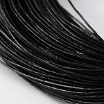 Cowhide Leather Cord, Leather Jewelry Cord, Jewelry DIY Making Material, Round, Dyed, Black, 1mm