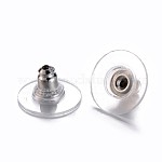 Brass Bullet Clutch Bullet Clutch Earring Backs with Pad, for Stablizing Heavy Post Earrings, with Plastic Pads, Ear Nuts, Platinum, 11x6mm, Hole: 1mm